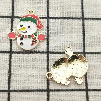 10pcs emajl snjegović božič čare nakit dodatki uhan obesek, zapestnico, ogrlico čare diy iskanje 20x22mm
