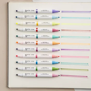 12 Barv Dvakrat Vodil Light Color Označevalnik Peresa Nastavite Ustvarjalne Ovalne Oblike Risanje Marker Fluorescentna Pisala, Šolske Potrebščine