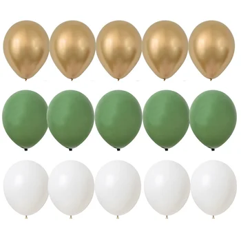15pcs 10palčni Balon Kit Avokado Zeleno Belo Zlato Konfeti Folijo Kroglice Za Rojstni dan, Poroko Džungle Stranka Dekoracijo Doma Dobave
