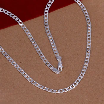 16-30inch Srebrne barve lepe plemenito luksuzni krasen čar, čar, moda 4 MM verige ženske moški ogrlica Srebrni nakit N132