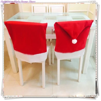 1PC Božič Santa Claus Bombaž stol kritje non-woven tabela red hat stol hrbtni pokrovček Božič Xman doma okraski 60cmX50cm