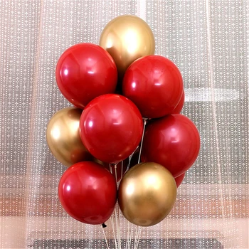 30pcs rubinasto rdečo balon zlato rdeče srebrni konfeti balon chrome kovinski latex balon poroko, rojstni dan dekoracijo
