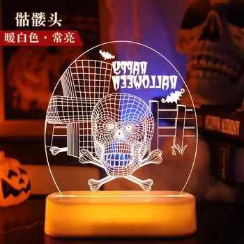 3D Happy Halloween Dekoracijo za Dom Led Nočne Luči Halloween Scary Okostje Bučna Duha Namizje Okraski Otroci Darilo