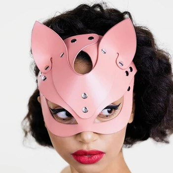 B. CYQZ Usnje Fox Masko Roza Ženske Japonski Cosplay Anime Polovico Obraza Mačka Maske Goth Maškarada Stranke Halloween Prop Dodatki