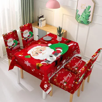Božični Prt Stol Pokrovček Nastavite Prtom Kuhinjsko Mizo, Dekor Santa Claus Tabela Kritje Elastično Vodotesno Domačega Tekstilnega Vroče