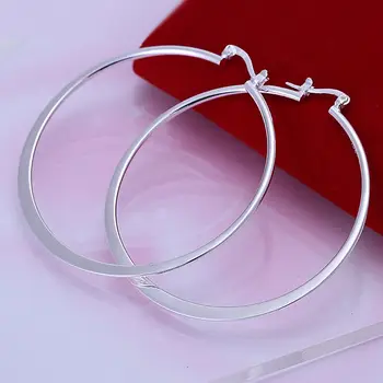 Brezplačna dostava trgovina za ženske silver plated uhani 925 moda Srebrni nakit, svetle krog hoop Uhani SE043
