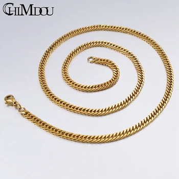CHIMDOU Vroče prodajo 3 mm široko zlato barvo verige za ženske, ogrlice,moški nakit 40 cm-60 cm,kratek, dolg povezave neckalce