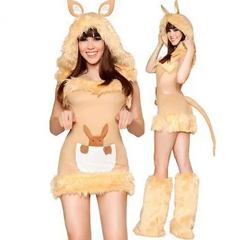 Debelo Seksi Kenguru Kostum Deguisement Halloween Kostumi Za Ženske, Cosplay Kosmate Živali Fancy Oblačenja Noša