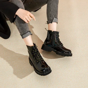 DUSTO 2021 nov zimski modni škornji sredini pete ravnim dnom krog glavo strani zadrgo škornji ženske čevlje čevlji za ženske