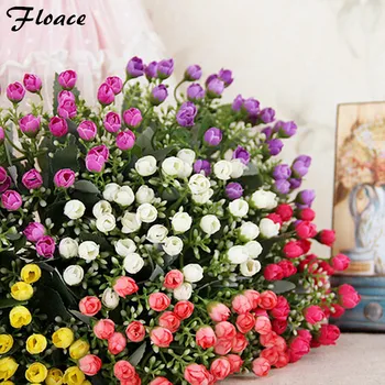 Floace 1 KOS Lepa Mini Svilenih Vrtnic Šopke Umetno Cvetje Doma Dekoracijo 6 Barve na Voljo
