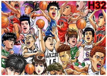 Klasični Košarka Anime Slam Dunk Plakat Bela Premazani Papir Sakuragi Rukawa Plakate in grafike Doma Dekor Wall Art Slikarstvo