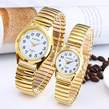 Moda dame watch, klasične velike kazalec za izbiranje digitalnih obraz elastični trak quartz uro, zegarek damski zlato uro ženske