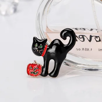 Moda Halloween Živali broške Emajl Black Cat Bučna Corsage Traper Srajco, broške Značko Nakit Dodatki AL432