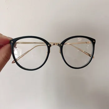 Moda Za Ženske, Moške Optičnih Očal Okvir Krog Prevelik Očala Okvirji Kovinski Očala Clear Leče Očala