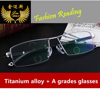 Novi ljudje Titanove Zlitine Kakovosti Postopno leče Obravnavi Očala Moda Kvadratnih Pol Platišča Classic Multifokalna Očala za Moške