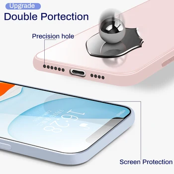 Original Tekoče Silikona, Kaljeno Steklo Ohišje Za iPhone Mini 12 11 Pro X XS Max XR SE 2 7 8 Plus Težko Zadnji Pokrov Zaščitni Capa