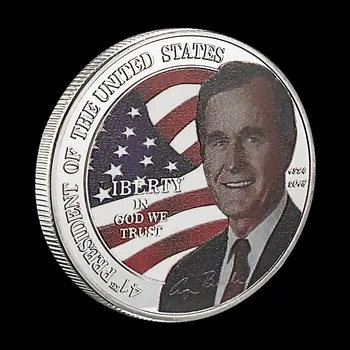 Predsednik Združenih držav amerike George Herbert Walker Bush, trgovina s Spominki, posrebreni Kovanec Zbirateljske Priložnostni Kovanec