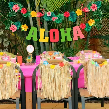 QIFU Havajih ALOHA Happy Birthday Banner Flamingo Hawaiian Tropskih Stranka Dekor Počitnice Poletje Stranka Luau Aloha Stranka Dobave