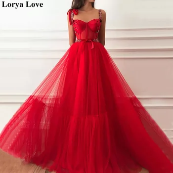 Rdeča Prom Obleke 2021 Nove Ženske Formalno Stranko Noč Vestidos De Noite Elegantno Špagete Trakovi Večerne Dolgo Abendkleider