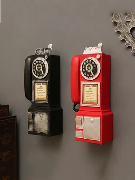 Retro Smolo Izbiranje Plačilo Telefona Model Classic Vintage Videz Vrtenje Phone Booth Doma Dekoracijo Ornament Figur Domače Obrti Opremo