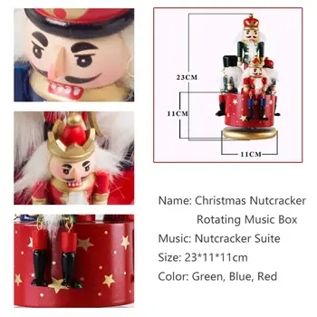 Ročno Izdelani Leseni Nutcracker Music Box Božični Okraski Vojak Slika Veter Gor Po Maslu Otroci Darilo Za Dom Dekor Okraski