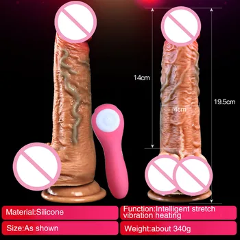 Seks Teleskopsko Pravi Penis, Dildo, Vibrator Za Žensko Masturbator Brezžični Daljinski 8 Hitrost Ogrevanja G-spot Muco Dildo Adult Sex Igrače