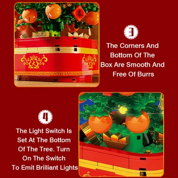 SEMBO 601145 Music Box Novo Leto Orange Tree Sestavljeni Modularno Gradnjo Blokov, Opeke Otrok Izobraževalne Igrače Darilo za Rojstni dan