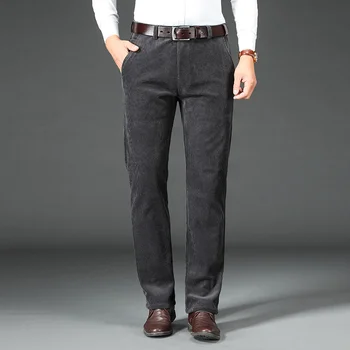 SHAN BAO 2021 pozimi blagovne znamke runo debel toplo visoke kakovosti velvet hlače business casual men ' fit straight visoko pasu hlače