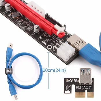 Ubit PCI-E Riser Express USB3.0 Kabel VER103C 4pin 6pin Sata 15pin LED PCI Extand 1X do 16X Razširitev Kartice Za Rudarstvo