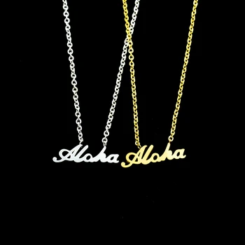 V Pritegnili Maxi Choker 2018 Zlato Havajih Pozdravljeni Aloha Ogrlico, Obesek Za Ženske Moški Nakit Iz Nerjavečega Jekla Ketting Collier