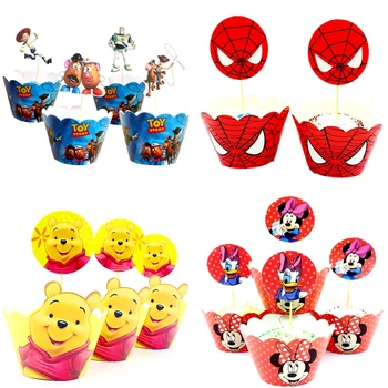 Winnie Pooh/Avtomobili/Toy Story Cupcake Ovijalnike Baby Tuš Decora Rojstni Mickey Miške Minnie Temo Torto Toppers 12pcs/veliko