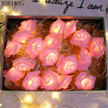 YORIWOO 10 LED Garland Umetne Rože Niz Luči Pene Vrtnice Pravljice Luči Romantično G. Gospa Poročni Dekoracijo, za Rojstni dan Darila
