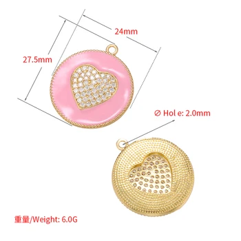 ZHUKOU 24x27.5 mm ljubezen kristalno krog obesek za ženske ročno DIY ogrlica, uhani, nakit, dodatki za izdelavo modela: VD621