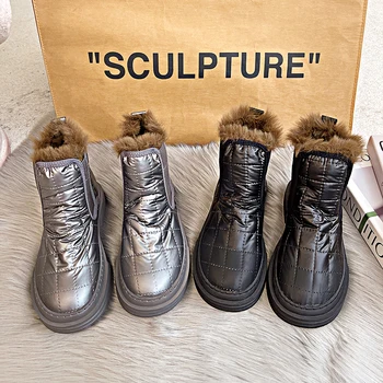 Zimske Ženske Čevlje 2021Hot Prodajo Visoko Kakovostnih Mehko Notranjosti Krzno Sneg Škornji na Prostem Moda Topla Nepremočljiva Gleženj Boot Botas Mujer