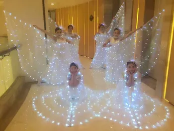 ženska balet metulj obleko s krili otrok balet krilo odraslih balet ples plašč sijaj LED svetlobna ples kostum