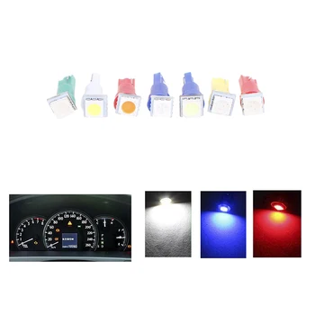 10/50Pc DIC T5 5050 1SMD Instrument žarnice 12V DC Klin LED Bela Zelena Rumena, Roza, Rdeča, Modra Avto Auto nadzorne plošče Merilnik Lučka
