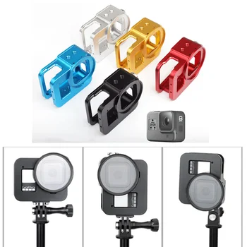 CNC Aluminija Zlitine Kovin, Multi-angle Fotografiranje Zaščitni Okvir Primeru Kletko za GoPro Hero 8 Črna z 52 mm UV Leče za Go Pro 8