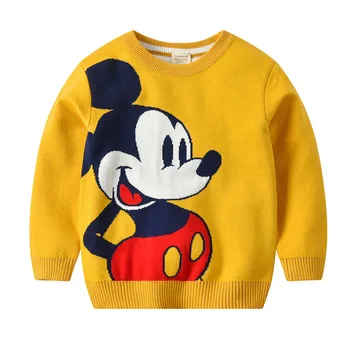 Disney Mickey Mouse Fant Dekle Oblačila Jeseni, Pozimi Topel Pulover Dolg Rokav Vrh Otroci Jopica Punca, Moda Pletene Pleteninah