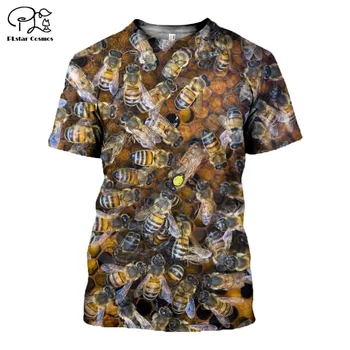 PLstar Kozmos Smešno Živali, Honey Bee 3D Tiskanja Nov Modni T-shirt Harajuku Ulične Moški/Ženske, Kratek Rokav Padec Ladijskega prometa B34